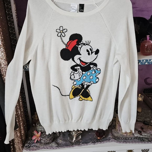 Disney Sweaters - Disney Women's Cream Sweater with 1940s Era Minnie Mouse Graphic